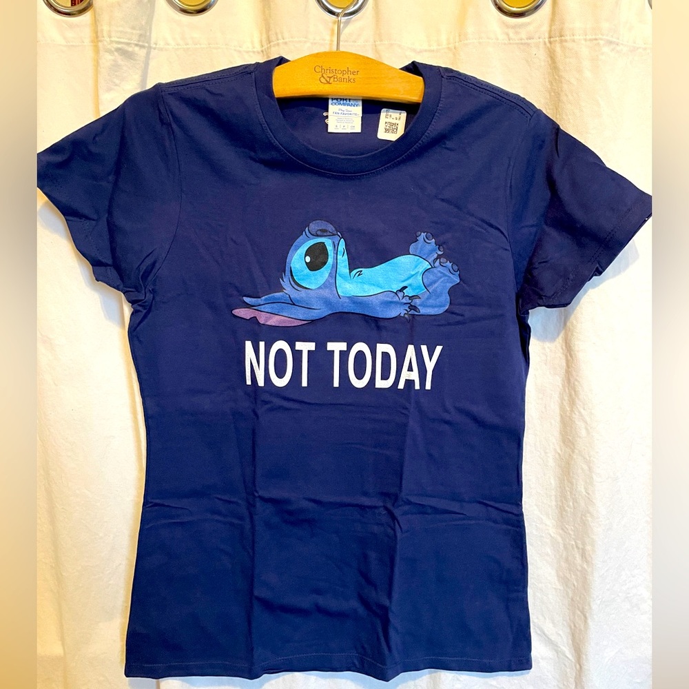 NWT Stich t-shirt Not Today navy Sz Small women teen Disney